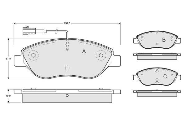PROCODIS FRANCE Комплект тормозных колодок, дисковый тормоз PF1250
